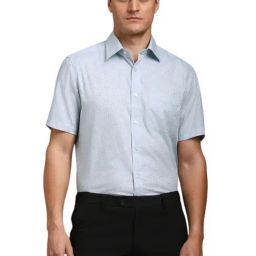 Louis Philippe Blue Cotton Regular Fit Printed Shirt-picture-29