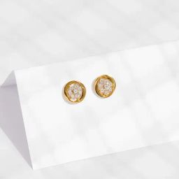 P.N.Gadgil Jewellers 14k Yellow Gold Oval Serenity Diamond Stud Earrings-image-12