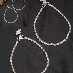 NVR Silver-Plated Anklets for Women Pair of 1-36