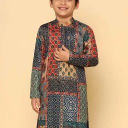 KISAH Kids Multicolor Cotton Printed Full Sleeves Kurta-image-86