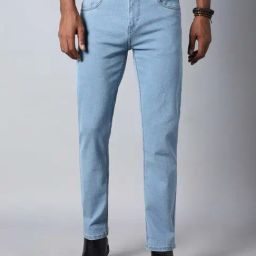 High Star Light Blue Straight Fit Lightly Washed Jeans-image-60