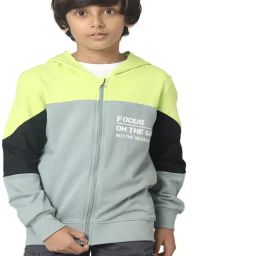 Under Fourteen Only Kids Neon Green Color Block Full Sleeves Sweatshirt-image-71