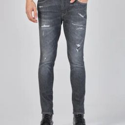 Wrangler Bostin Medium Grey Lightly Washed Slim Fit Distressed Jeans-image-40