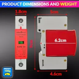 amiciSmart AC Surge Protector 275 V 30 to 60 KA SPD Lightning Protection Device, 1xSPD-AC-60KA image 5