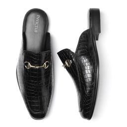 INVICTUS Men Black Croc Pattern Mules-image-42