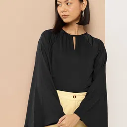 her by invictus Keyhole Neck Flared Sleeves Top-image-99