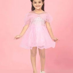 Aarika Kids Pink Embroidered Frock Dress-image-61