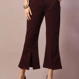 Myshka Coffee Brown Flare Fit Pants-image-11