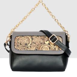 Esbeda Black Medium Textured Cross Body Bag-43