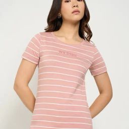 Honey By Pantaloons Pink Cotton Regular Fit Striped T-Shirt-picture-47