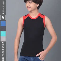Dollar Bigboss Boys Multicolor Solid Gym Vest (Pack Of 5)-image-78