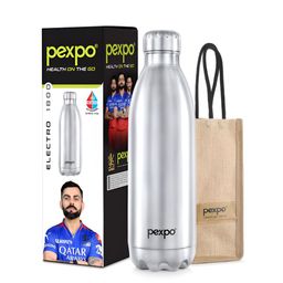 Pexpo Silver-Toned Single Stainless Steel Water Bottle-picture-32