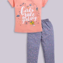 Todd N Teen Kids Pink Cotton Printed T-Shirts & Pajamas Set-picture-10