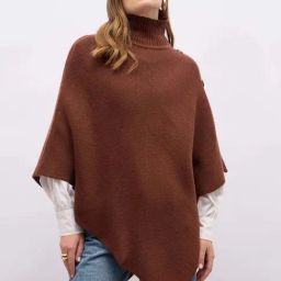 Styli Brown Plain Poncho-picture-17