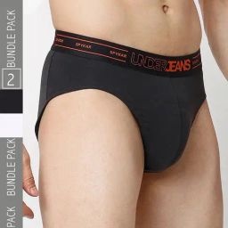 UnderJeans by Spykar Grey & White Regular Fit Briefs - Pack of 2-image-11