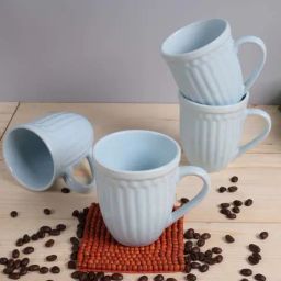 Homesake 'Altered Glaze Latte Evening' Blue Ceramic Mug (0.26 L) - Set of 4-11