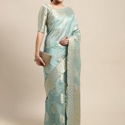 DIVASTRI Ethnic Motifs Zari Organza Banarasi Saree-image-33