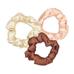 FUNKRAFTS Girls Cream & Peach-Coloured Set of 3 Ponytail Holders-3