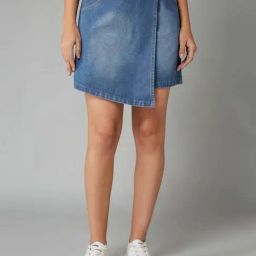 Dolce Crudo Blue Regular Fit Skort-image-14