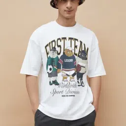 Fame Forever By Lifestyle White Loose Fit Printed T-Shirt-picture-12