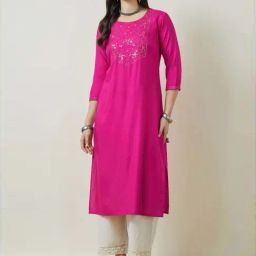 Soch Fuchsia Pink Embroidered Straight Kurta-image-34
