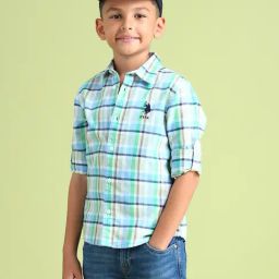 U.S. Polo Assn. Boys Blue Cotton Checks Shirt-picture-13