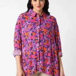 VASTRADO Purple Floral Shirt-image-12