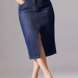 Miss Chase A+ Blue Denim A-line Fit Skirts-image-44