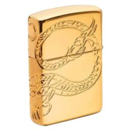 Zippo Gold Brass Asian Dragon Gold Brass Windproof Pocket Lighter-image-1