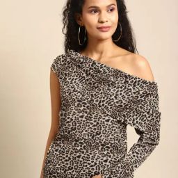 DODO & MOA Beige Printed Top-image-11