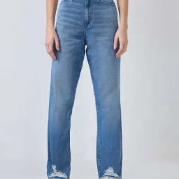Spykar Mid Blue Cotton Straight Fit Distressed Jeans-image-64
