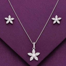 Kai Jewel Sterling Floral Pendant with Chain & Earrings Set for Women-19