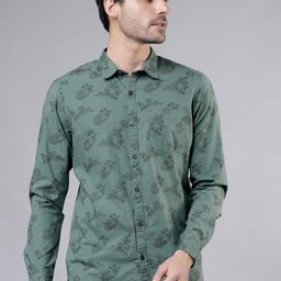 HIGHLANDER Men Green Slim Fit Printed Casual Shirt-image-96