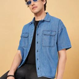 YU by Pantaloons Light Blue Cotton Comfort Fit Shirt-image-26