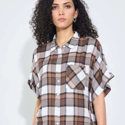 Sf Jeans By Pantaloons Brown & White Regular Fit Checked Shirt-picture-8