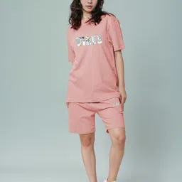 FITIN OUTFIT Printed Pure Cotton T-Shirt With Shorts Co-Ords-picture-9