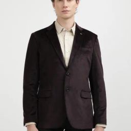 Tommy Hilfiger Maroon Regular Fit Structured Blazers-image-80