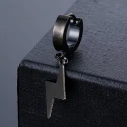 The Roadster Lifestyle Co Men Lightning Bolt Hoop Earrings-12