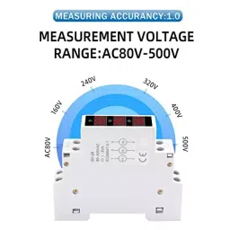 amiciSense Voltmeter 3-Phase 80-500 V Mini Voltage Tester With 3 Led Display, 35 mm Din Rail Mounted image 5
