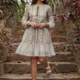 Autumnlane Green Jasheela Fern Printed Cotton Dress-image-82