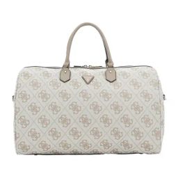 Guess Dark Taupe Berta Logo Weekender Duffle Bag-image-3