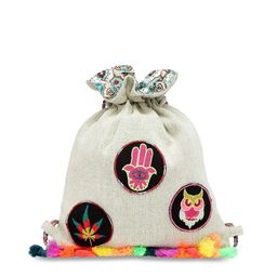 The House of Tara Women Off-White Appliqued Backpack-24