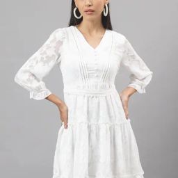 Latin Quarters White Regular Fit A Line Dress-image-15