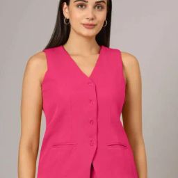 Brinns Pink Regular Fit Waistcoat-image-92