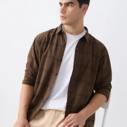 The Souled Store Brown Cotton Regular Fit Checks Shirt-picture-7