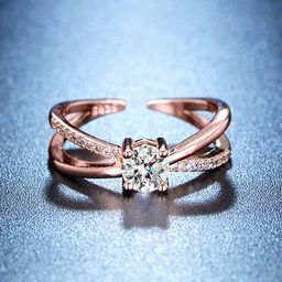 Designs & You Rose Gold-Plated AD Studded Adjustable Finger Ring-21