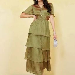 Styli Green Striped Maxi Dress-image-73