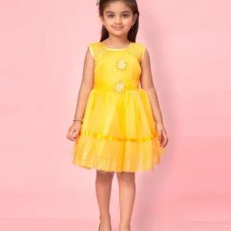 Aarika Kids Yellow Embellished Frock-image-55