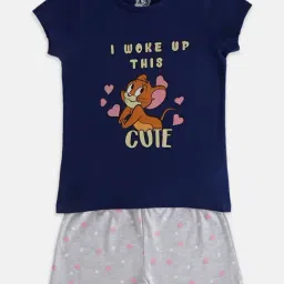 Pantaloons Junior Navy & Grey Printed T-Shirt with Shorts-image-93