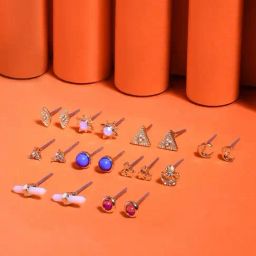 Accessorize London Celestial Multicolor Stud Earrings - Set of 10-image-77